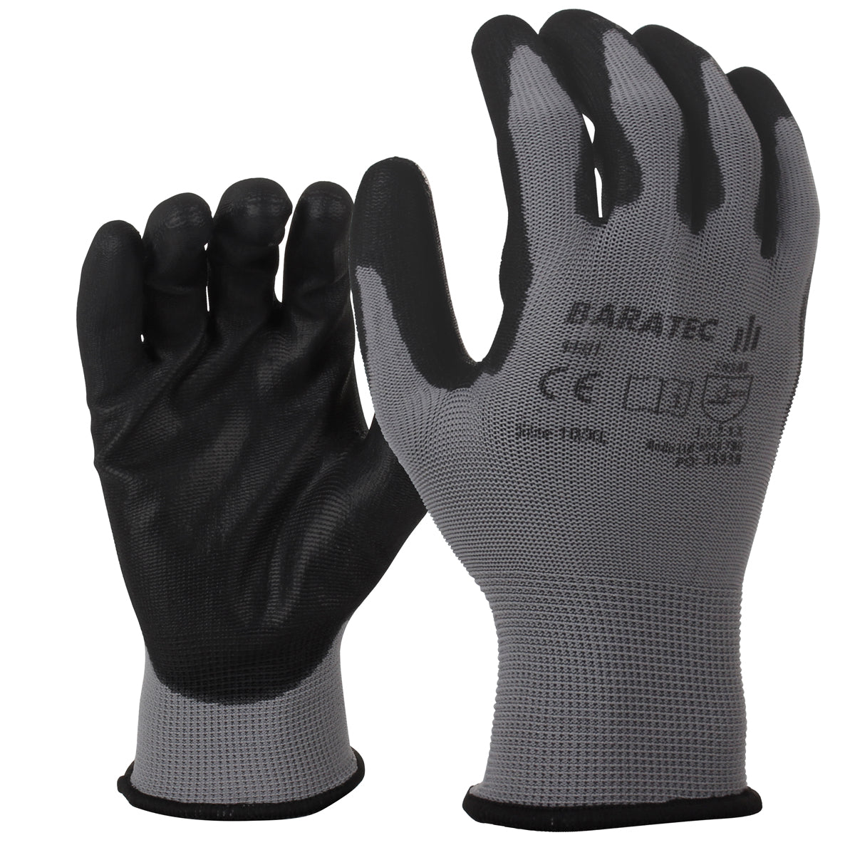 Baratec Workwear Gripper Glove with PU Coated Palm & Fingers - 12 PACK