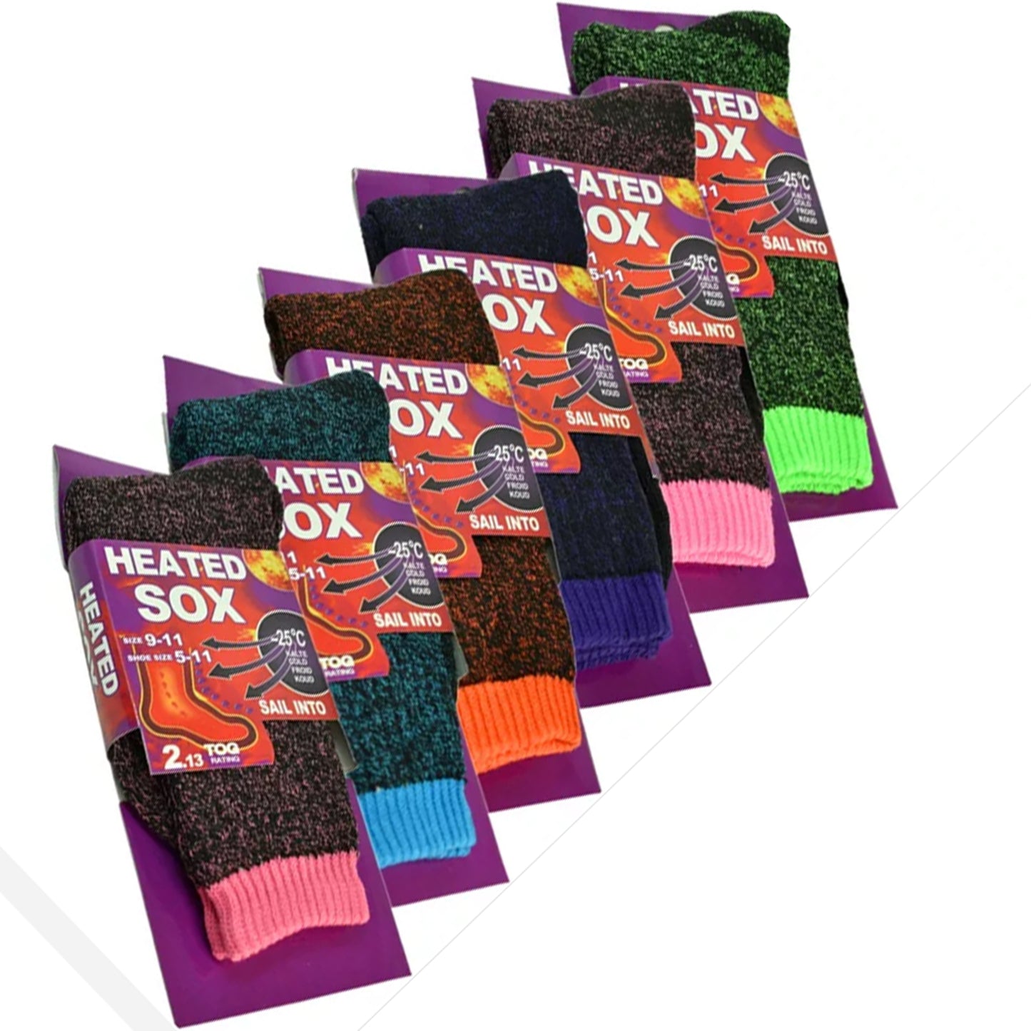 Ladies Winter Warm 2.13 Tog Heated Thermal Socks - Pack of 6