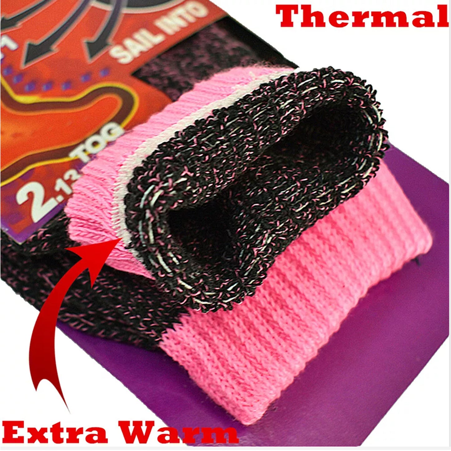 Ladies Winter Warm 2.13 Tog Heated Thermal Socks - Pack of 6