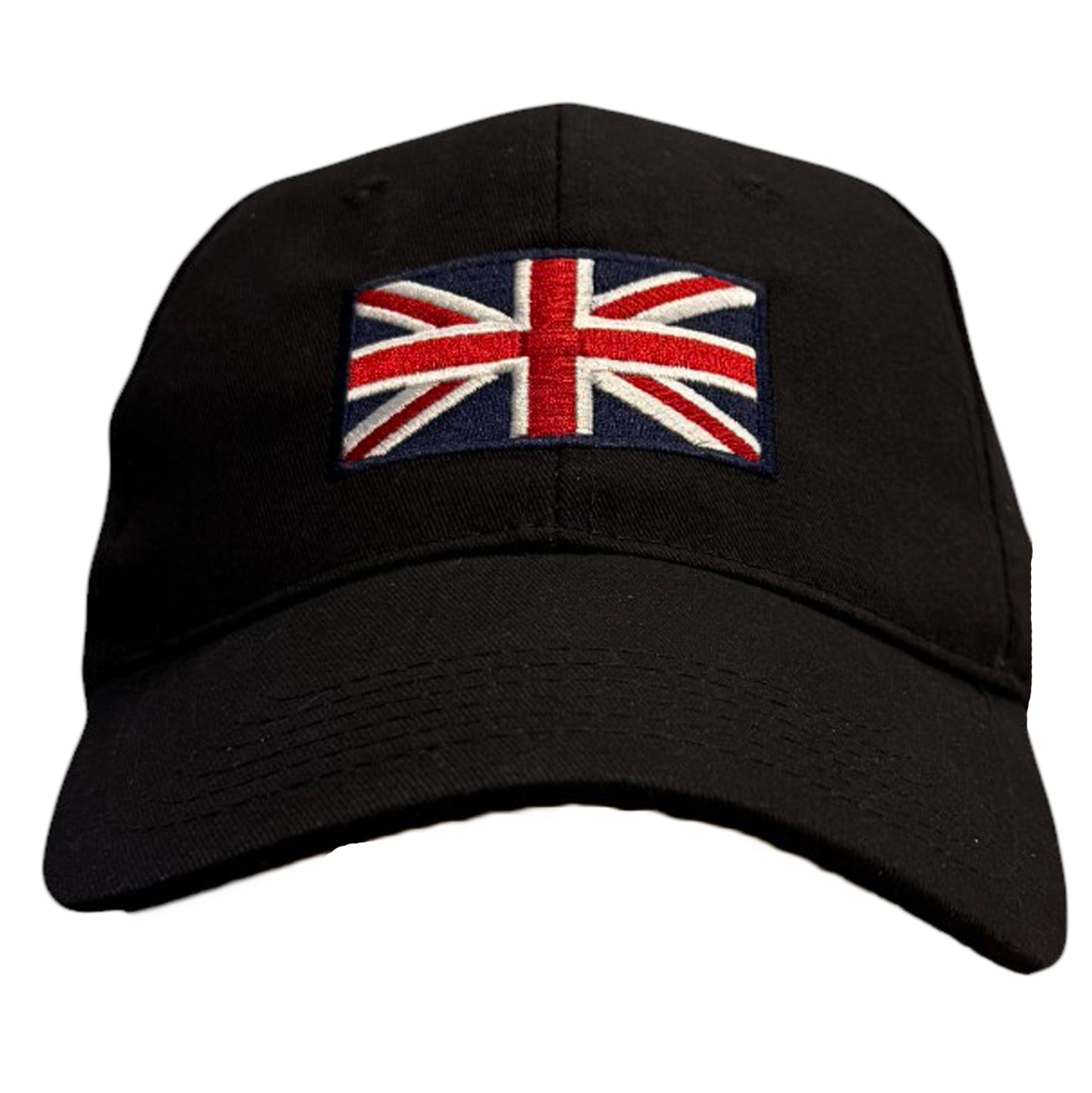 Adults Cotton Baseball Cap with Embroidered Union Jack Emblem