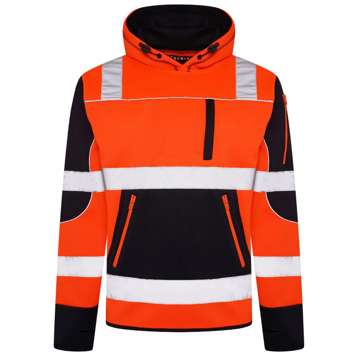 Mens AV042 Hi Vis Workwear Hooded Pullover Sweatshirt