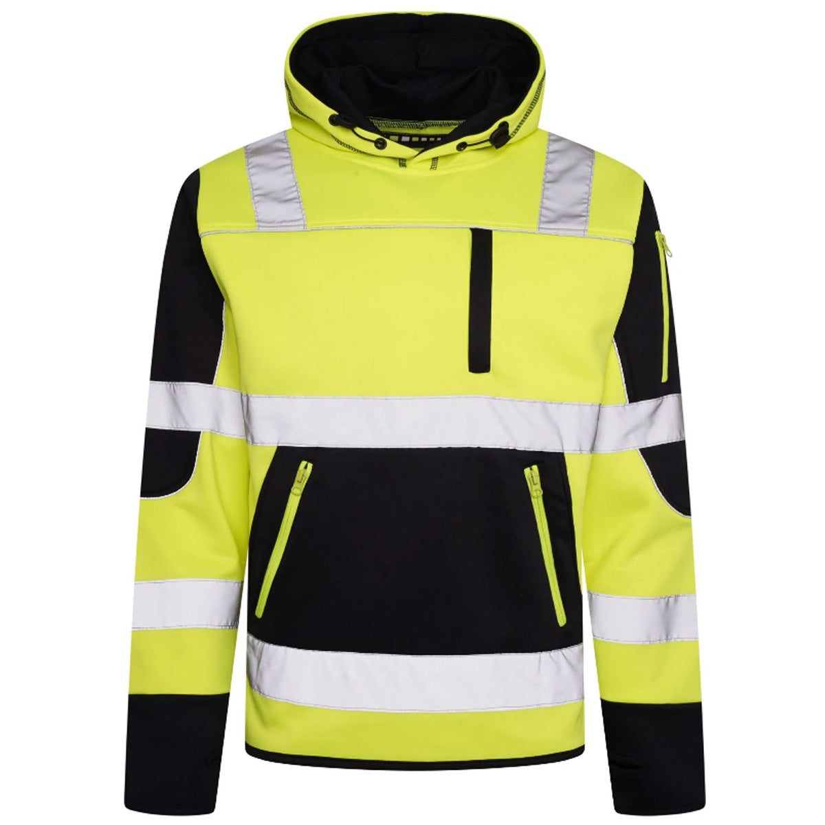 Mens AV042 Hi Vis Workwear Hooded Pullover Sweatshirt