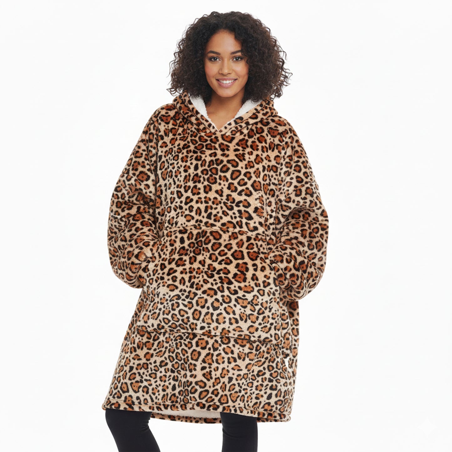 Unisex Men Women Sherpa Fleece Lined Blanket Hoodie Comfy Oversized Hooded Top