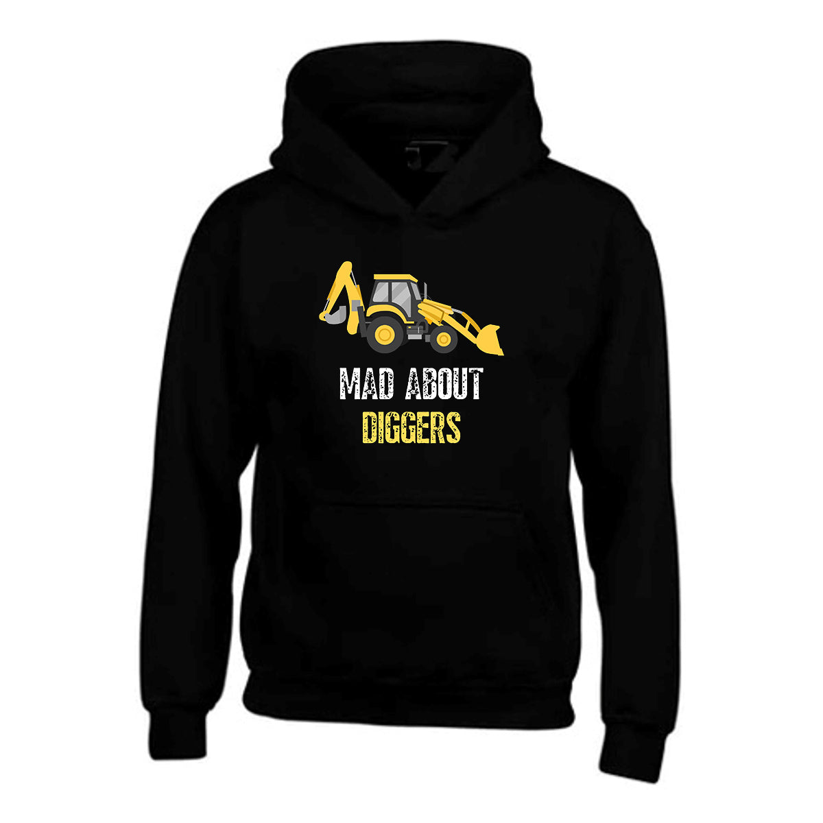 Kids Unisex "MAD ABOUT DIGGERS" Excavator Printed Hoodie