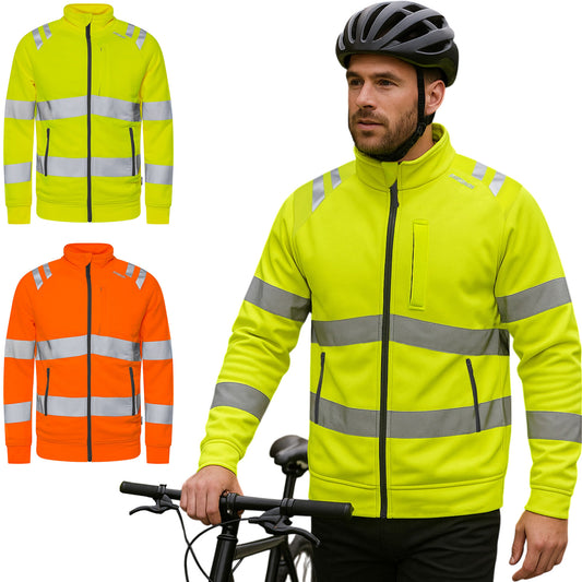 Hi-Vis Sweatshirt Zipper Jacket – Breathable, Reflective, Zip Pockets