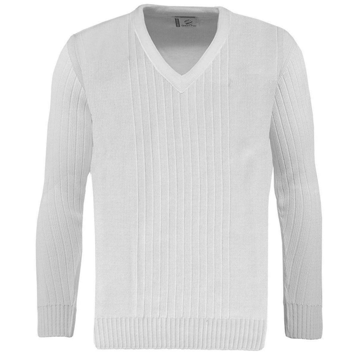 Men's Premium Ribbed V-Neck Pullover Bowling Jumper