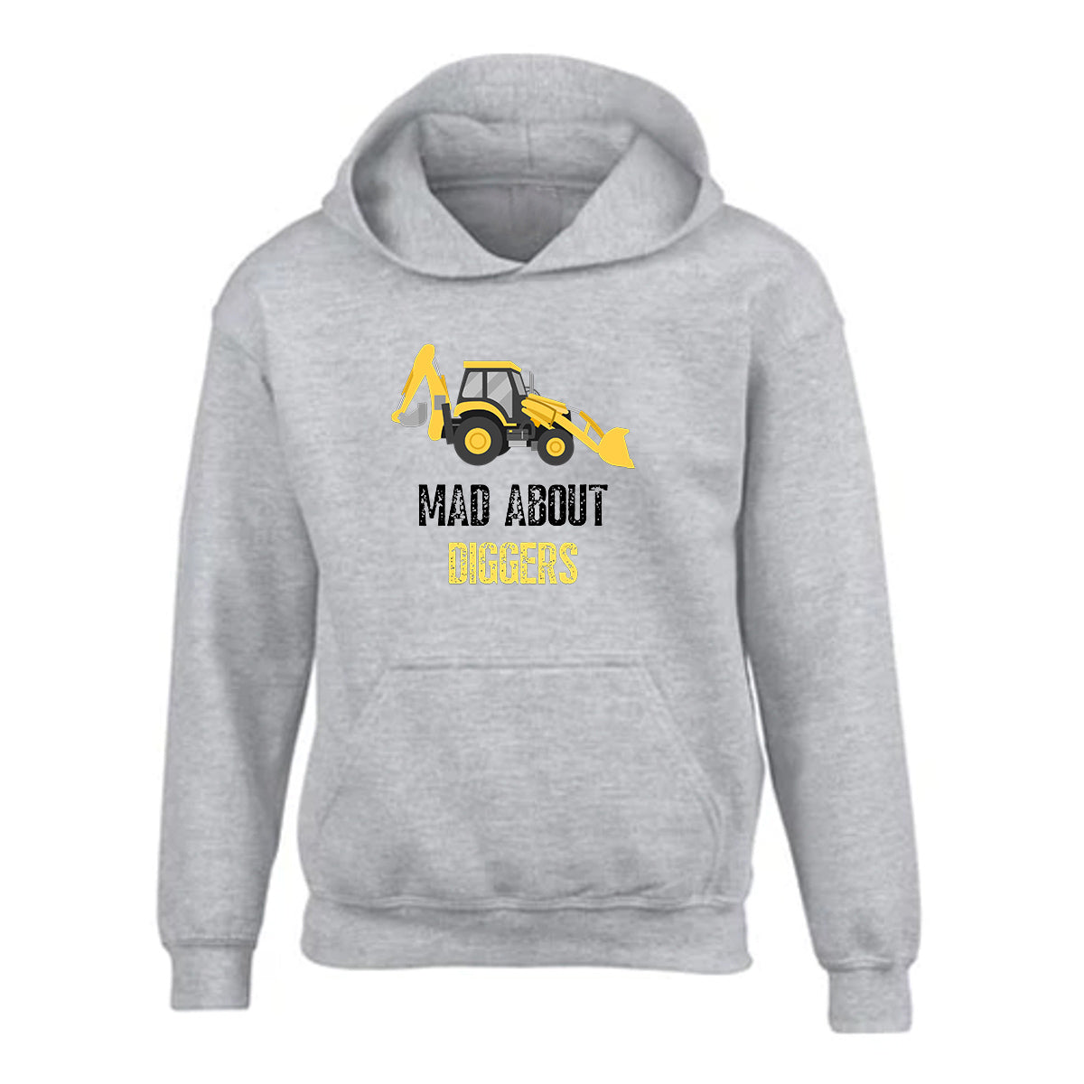 Kids Unisex "MAD ABOUT DIGGERS" Excavator Printed Hoodie