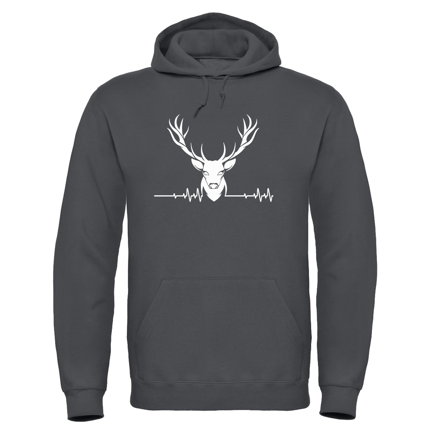 Adults Printed Stag ECG Logo Hooded Top