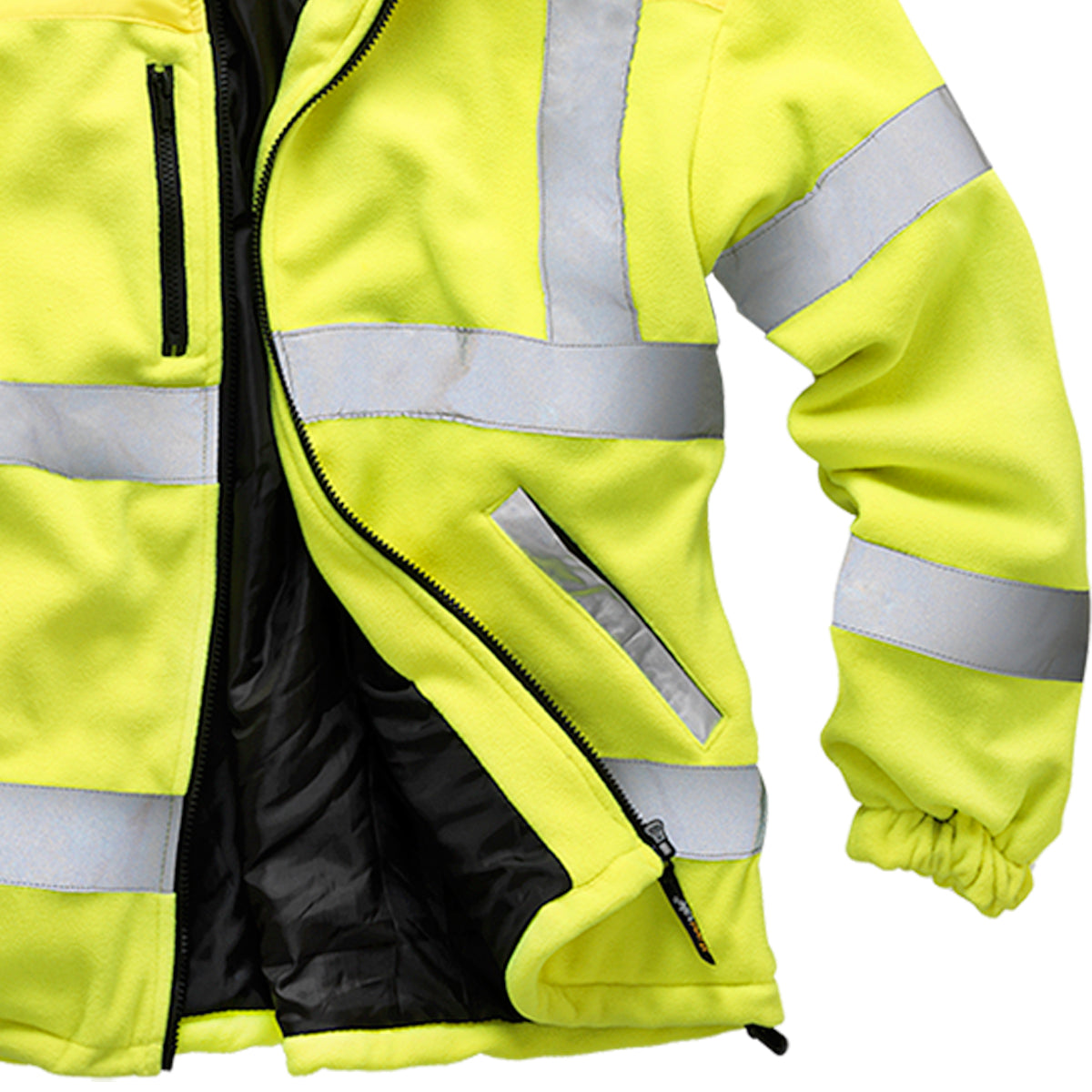 Mens Premium Hi Vis Lined Work Fleece Jacket