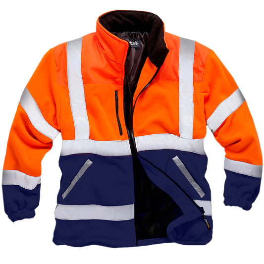 Mens Premium Hi Vis Lined Work Fleece Jacket