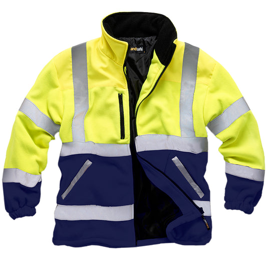 Mens Premium Hi Vis Lined Work Fleece Jacket