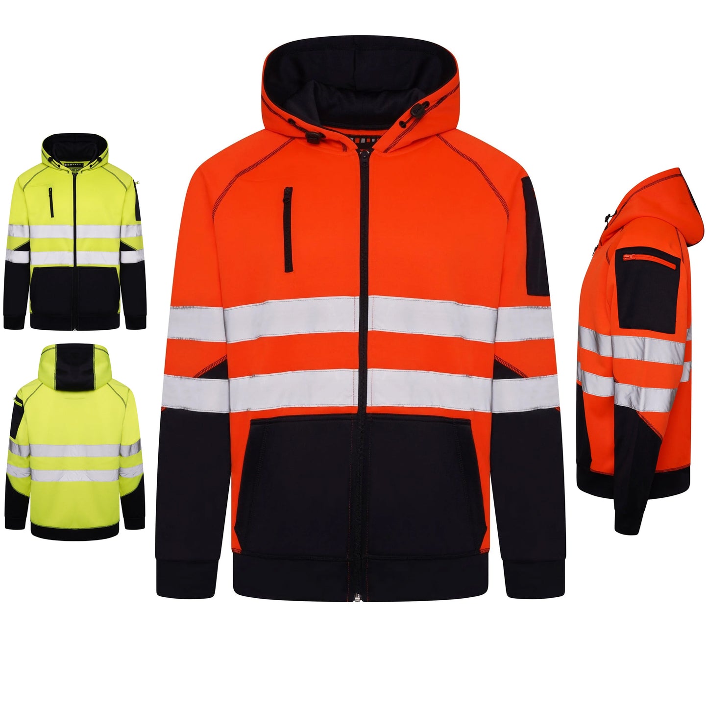 Mens AV036 Hi Vis Workwear Zip Hoodie