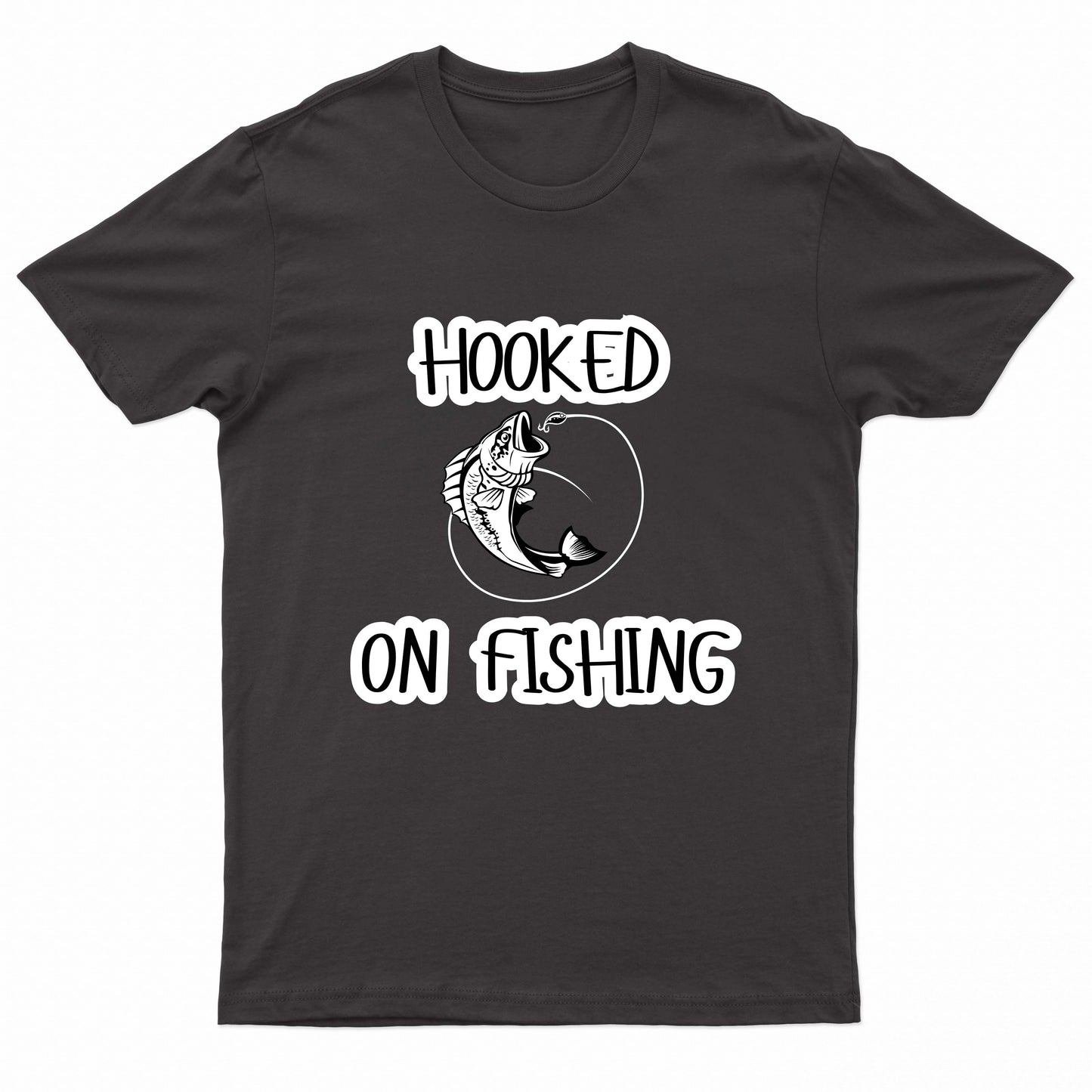 Adults "Hooked on Fishing" Printed Short Sleeve T-Shirt