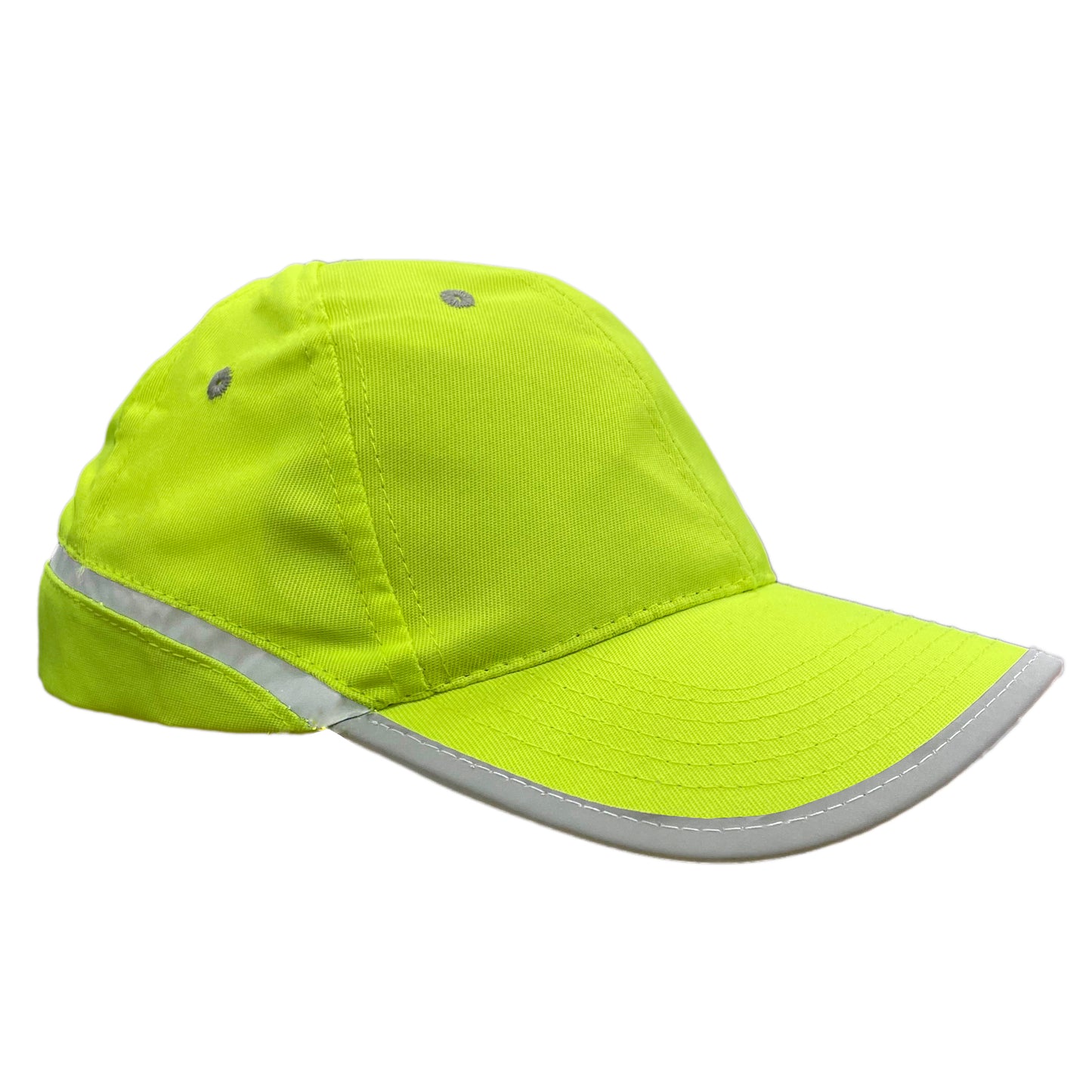 Adults 5 Panel Neon Yellow Hi Vis Baseball Cap with Reflective Trim