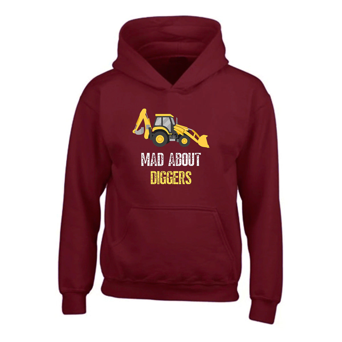 Kids Unisex "MAD ABOUT DIGGERS" Excavator Printed Hoodie