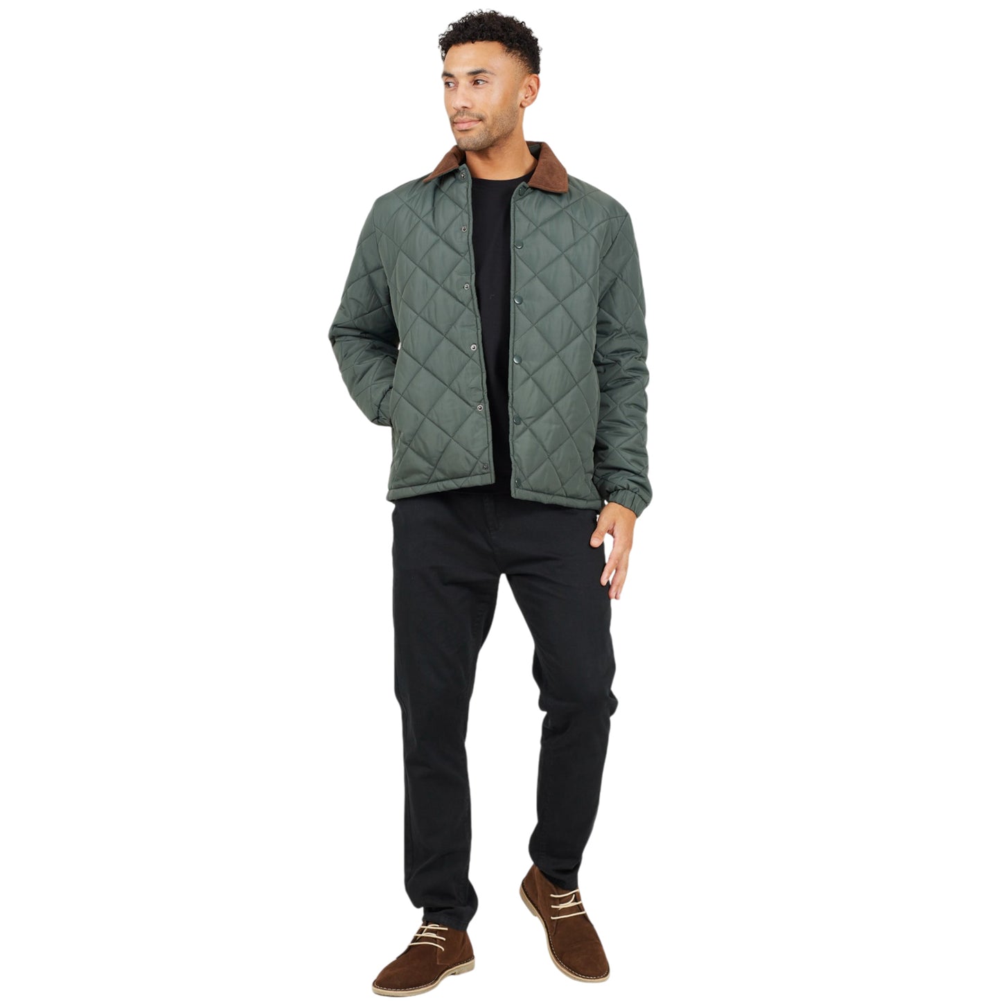 Mens Brave Soul EMMERSON Quilted Padded Coach Jacket