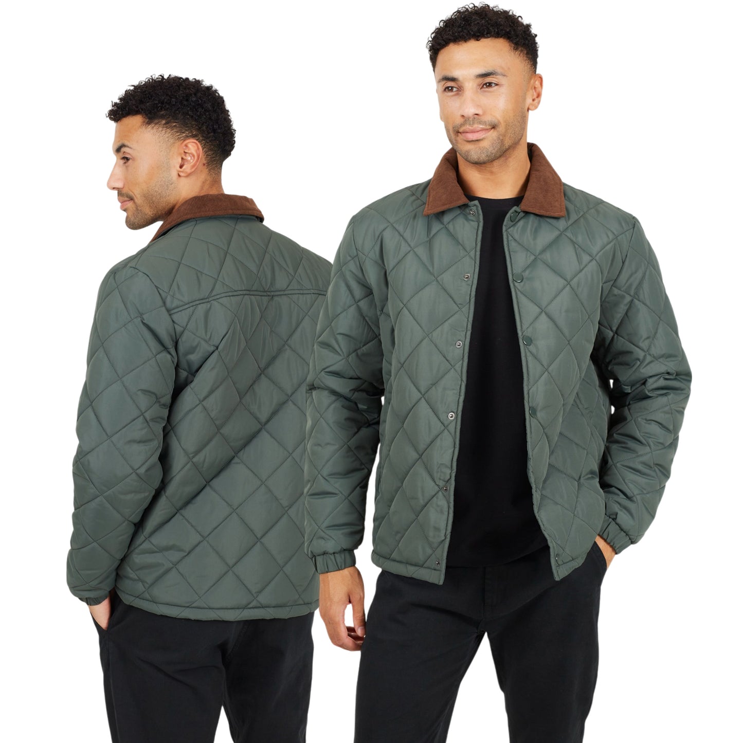 Mens Brave Soul EMMERSON Quilted Padded Coach Jacket