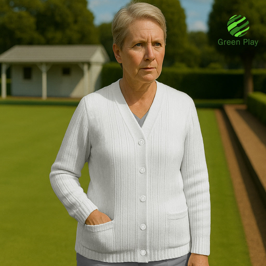 Ladies Premium Ribbed Plain Bowling Cardigan