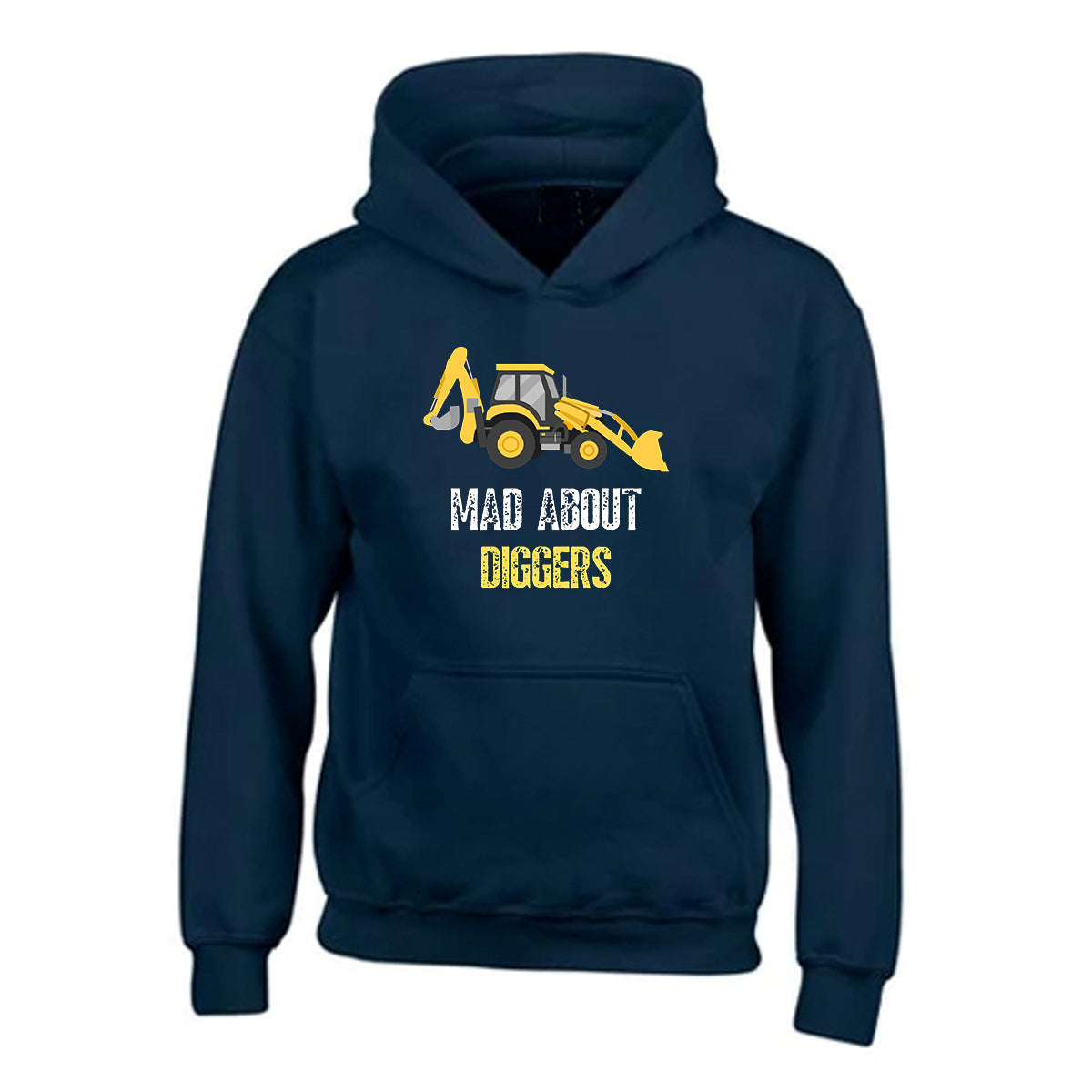 Kids Unisex "MAD ABOUT DIGGERS" Excavator Printed Hoodie