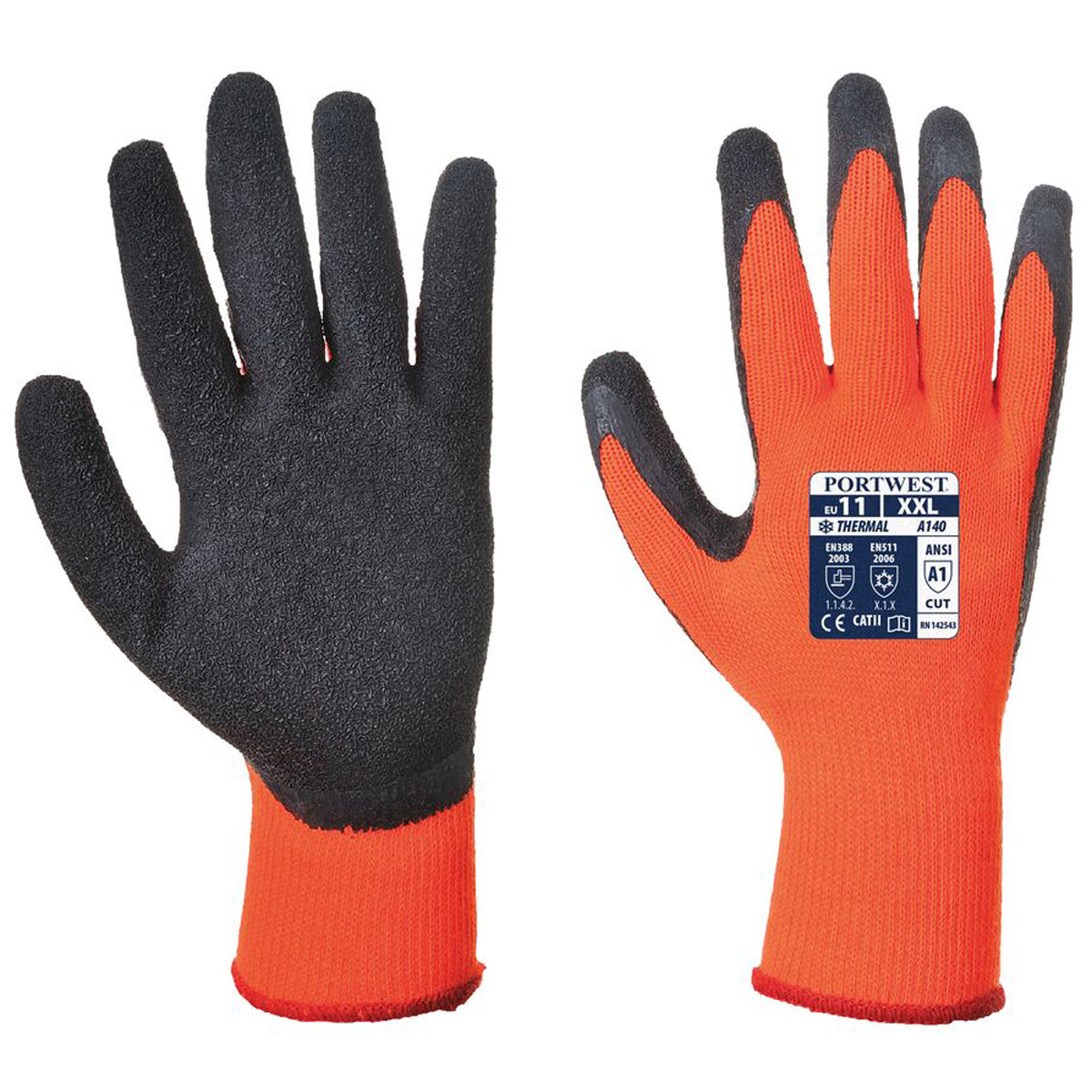 Portwest A140 Latex Thermal Grip Glove - 12 PACK