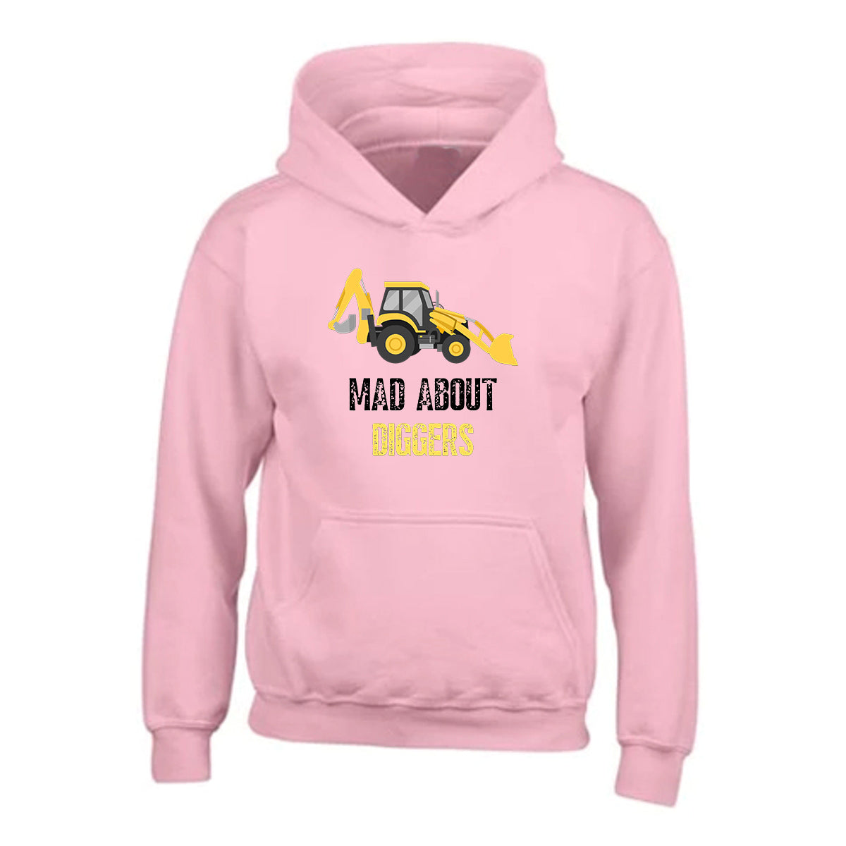 Kids Unisex "MAD ABOUT DIGGERS" Excavator Printed Hoodie