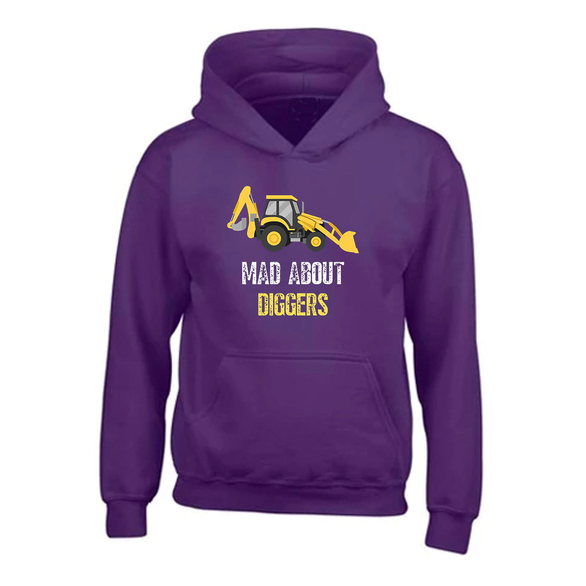 Kids Unisex "MAD ABOUT DIGGERS" Excavator Printed Hoodie