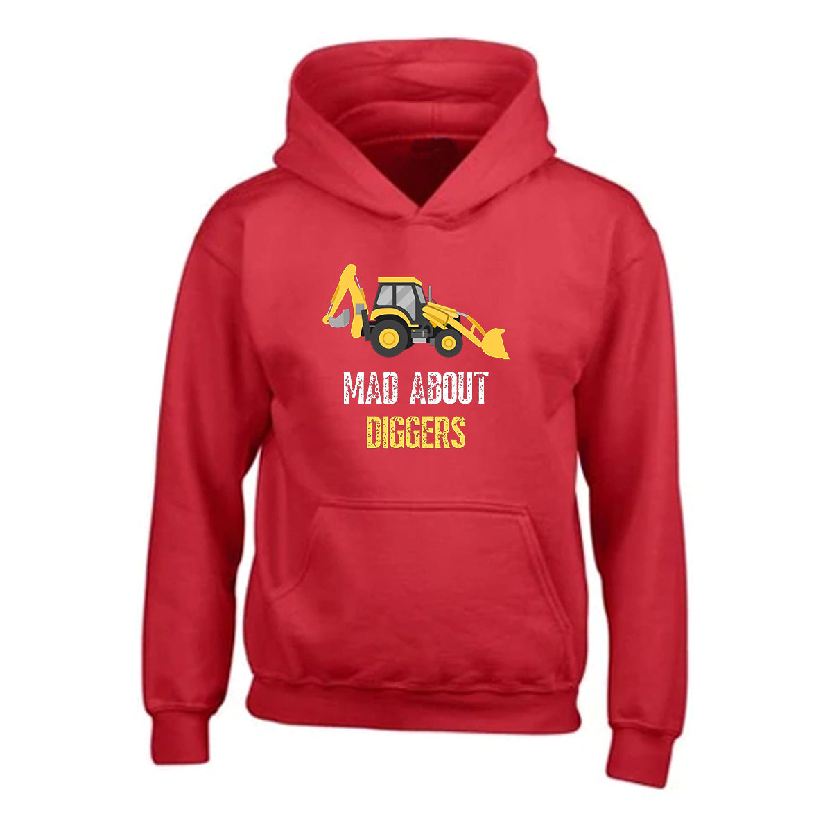 Kids Unisex "MAD ABOUT DIGGERS" Excavator Printed Hoodie