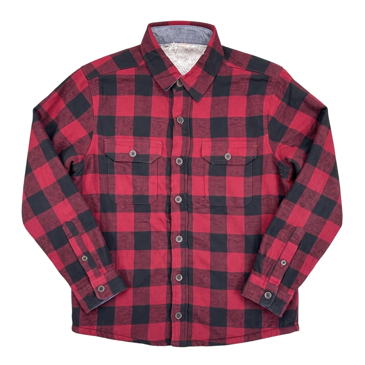 Men's Tibetan Flannel Check Shirt | Fully Fur-Lined Lumberjack Jacket