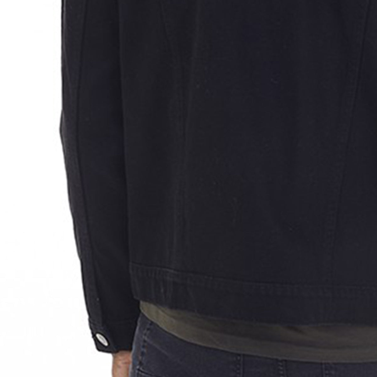 Mens WILBURN Casual Denim Black Jacket with Borg Collar