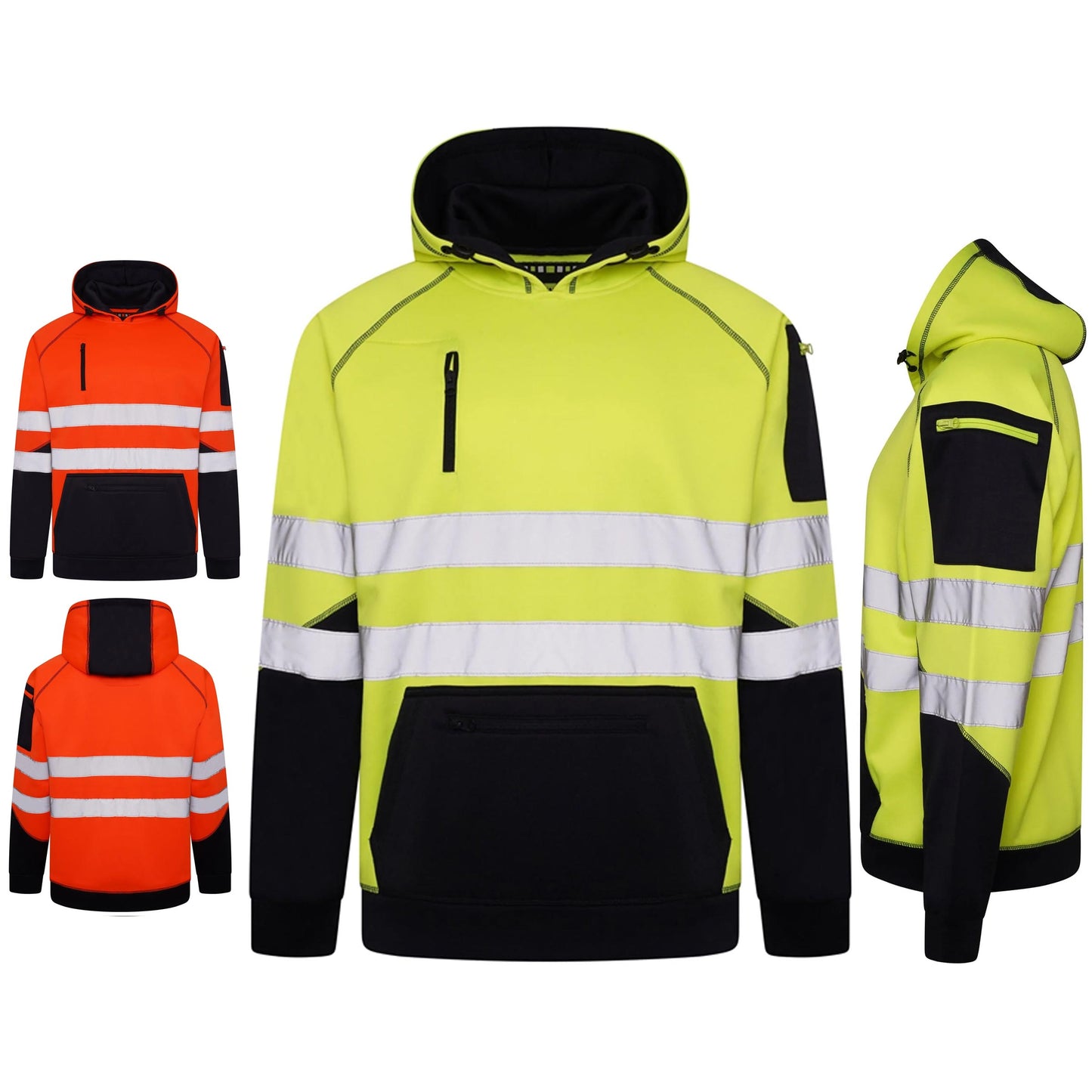 Mens AV034 Hi Vis Pullover Sweatshirt Hoodie