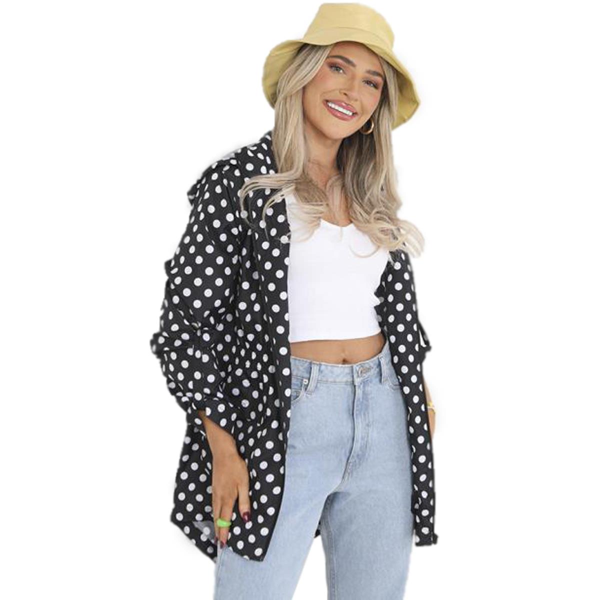 Ladies Brave Soul RAVESPOTS Fishtail Polka Dot Print Hooded Mac
