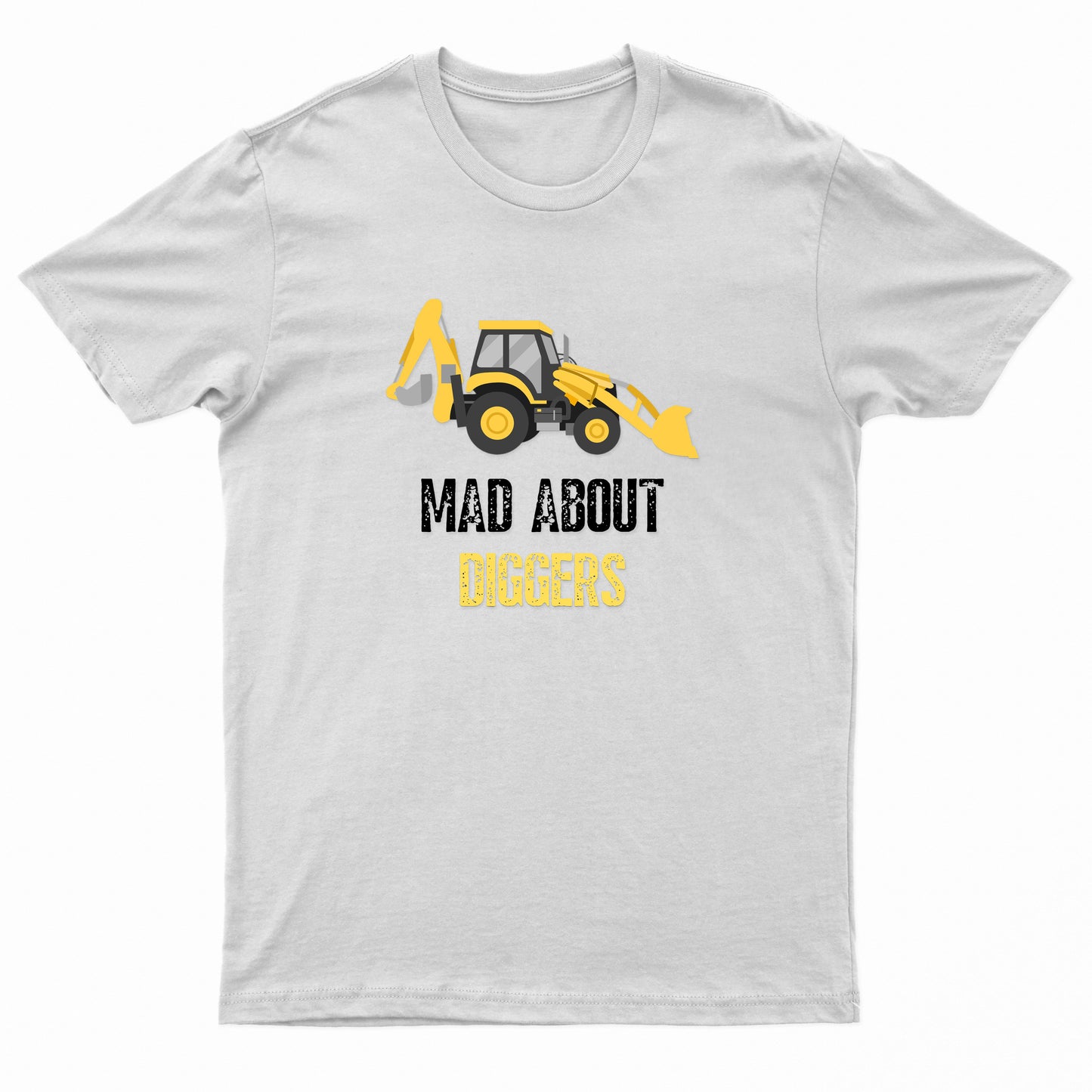 Kids Unisex "MAD ABOUT DIGGERS" Excavator Printed T-Shirt