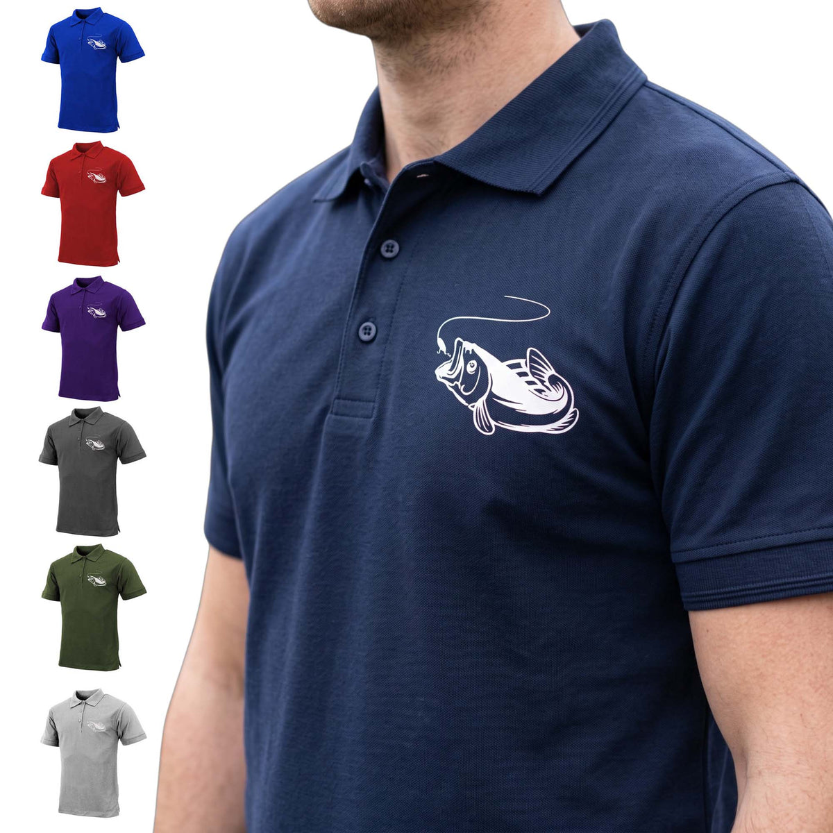 Mens Premium Comfort Fit 'Fish Logo' Polo Shirt