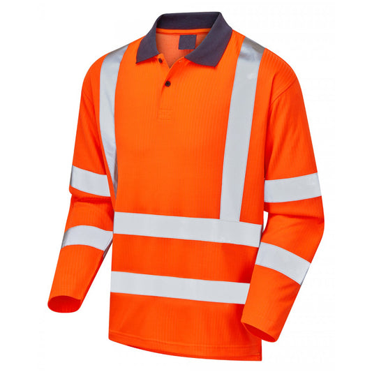 Mens Hi Vis Long Sleeve Reflective Polo Shirt