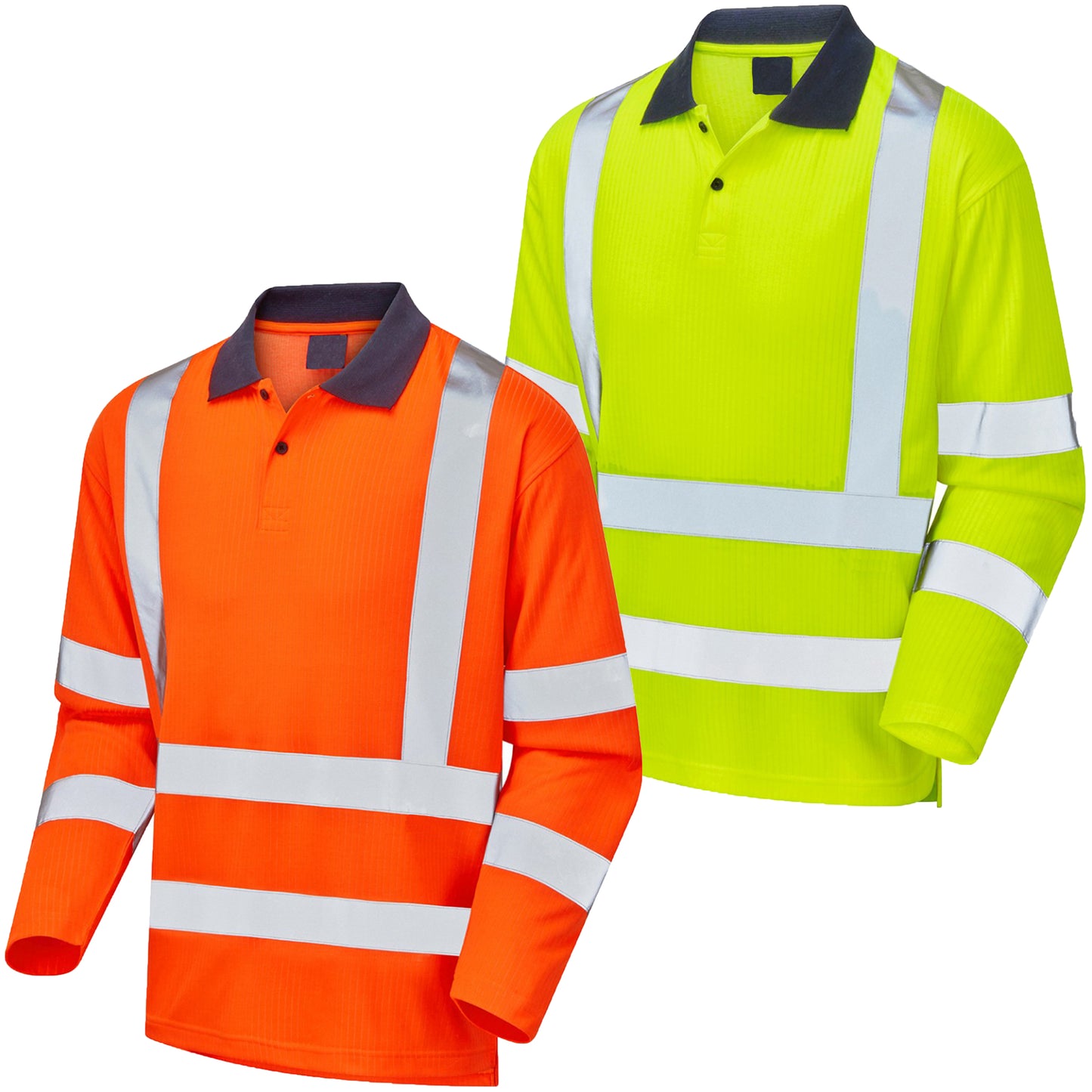 Mens Hi Vis Long Sleeve Reflective Polo Shirt