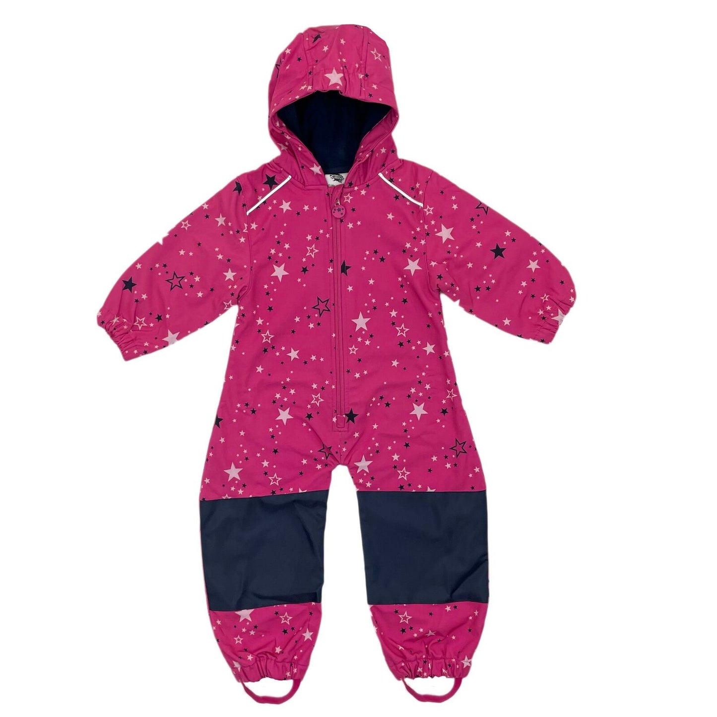 Kids Waterproof Softshell Fleece Lined Puddle All In One Rain Suit Overall