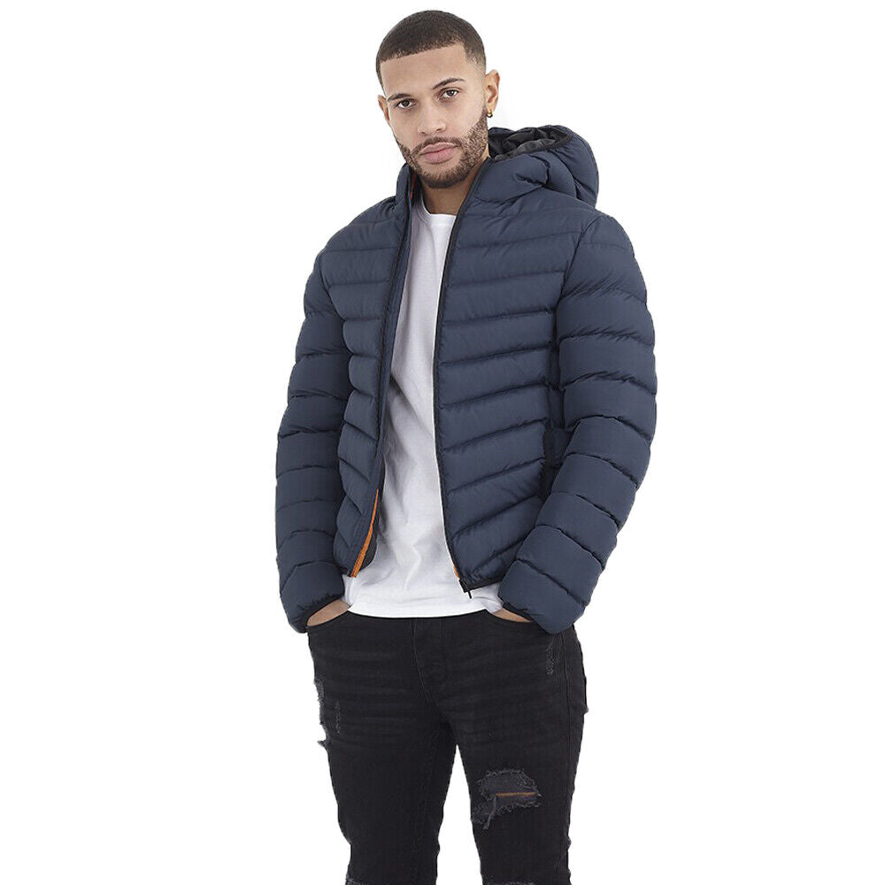 Mens Brave Soul Grant Padded Hooded Puffer Jacket with Elasticated Trims