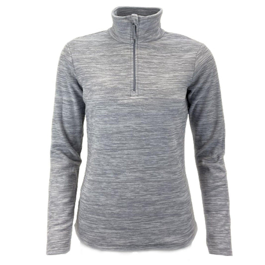 Women’s Melange Zip Neck Lightweight Fleece Top | Microfleece Warm Baselayer