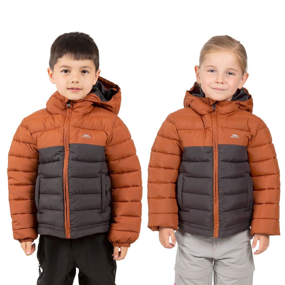 Trespass Oskar Unisex Padded School Jacket Quilted Casual Hooded Kids Coat