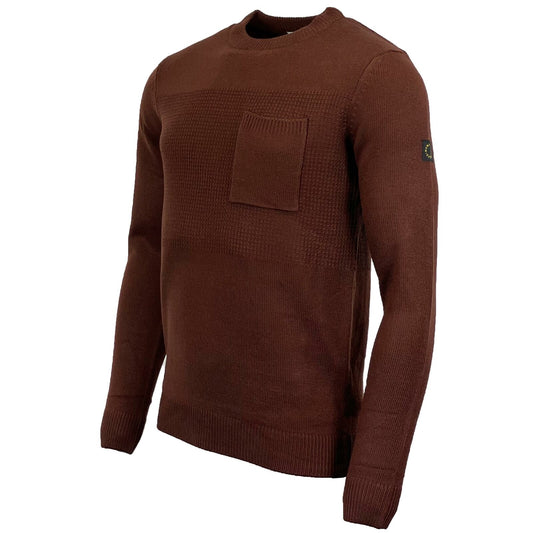 Mens Crew Neck Knitted Pocket Jumper Sweater - ex store RRP: £30.00