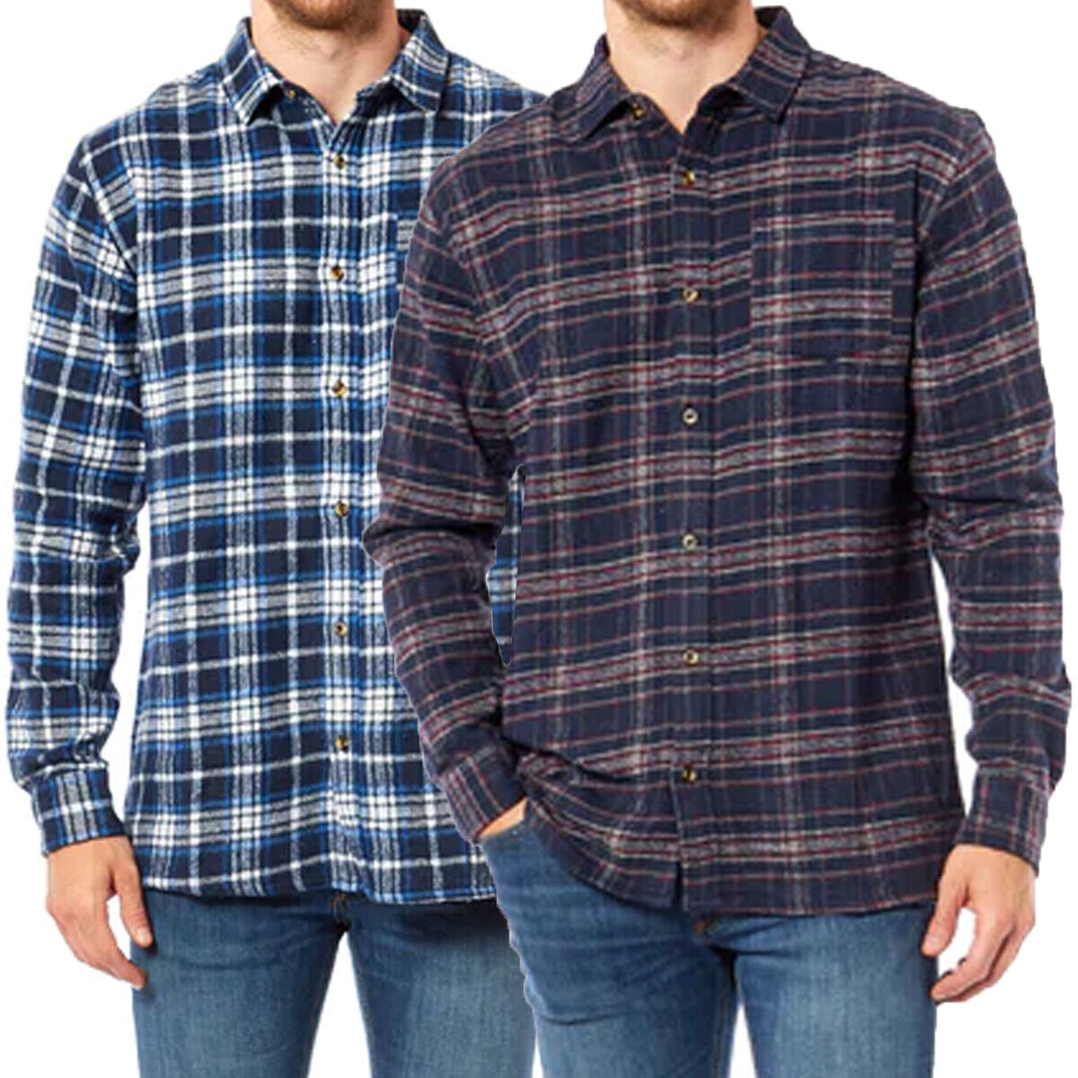 Mens Casual Long Sleeve Winter Warm Flannel Check Shirt