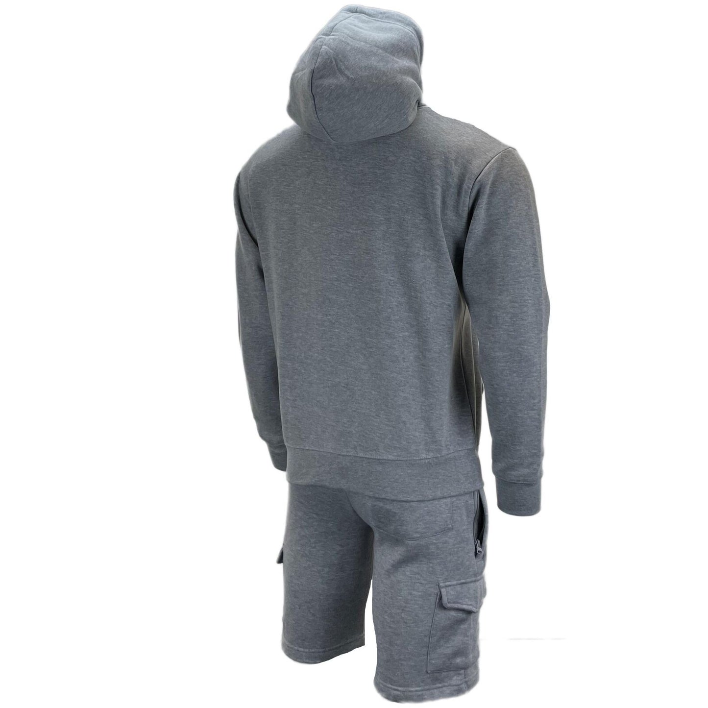 Mens Tracksuit Set Casual Sports Cargo Shorts with Plain Pullover Hoody