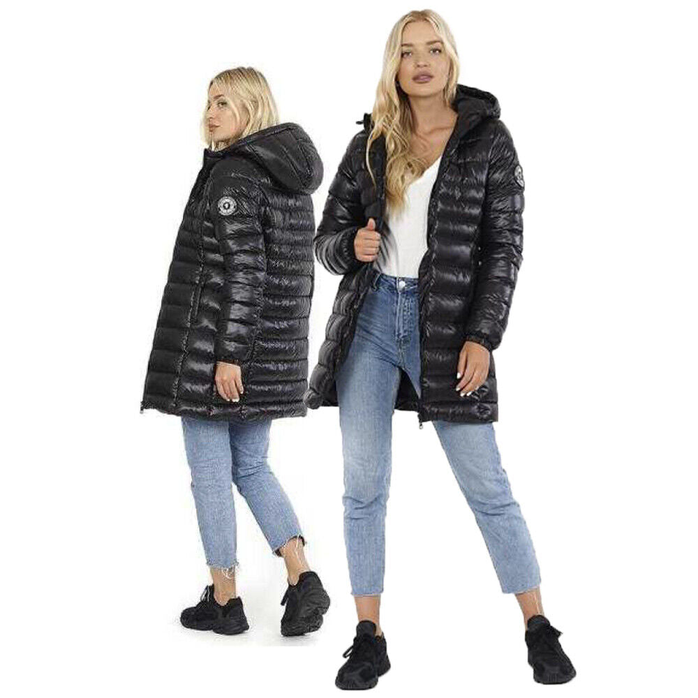 Ladies Brave Soul EverettLong2 Puffer Padded Long Hooded Jacket