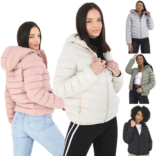 Ladies Brave Soul Grant Padded Hooded Puffer Jacket with DTM Trims