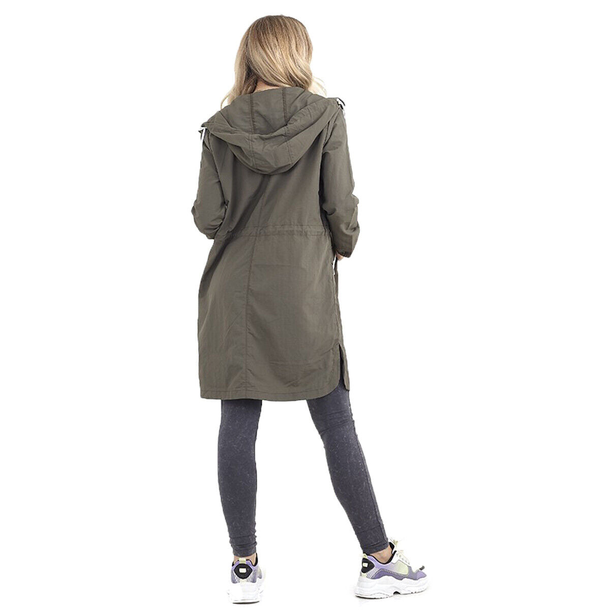 Ladies Brave Soul Devan Lightweight Longline Zip Through Hooded Mac