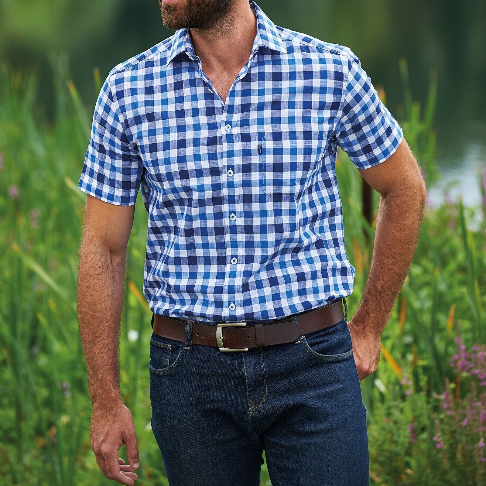 Mens Champion Short Sleeve Holkham Shirt | Yarn Dyed Countrywear Check-shirt