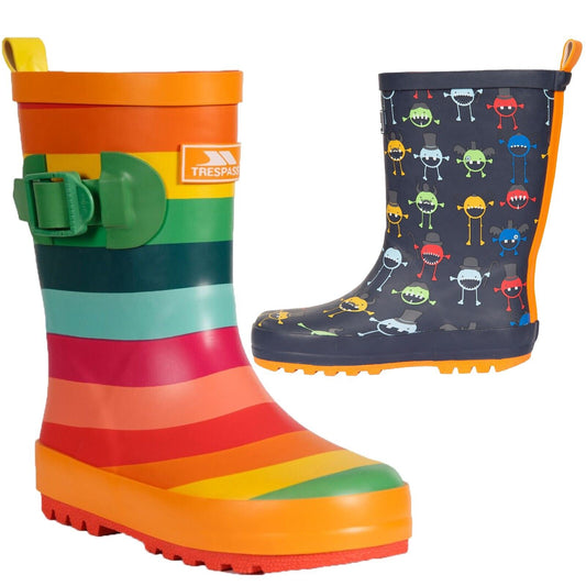 Unisex Kids Trespass Puddle Wellies - Childrens Waterproof Wellington Boots