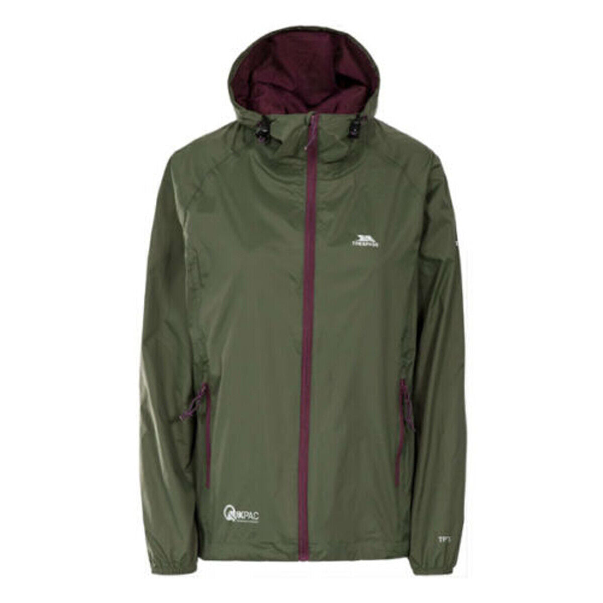 Trespass Qikpac Ladies 5000mm Waterproof Hooded Jacket with Packaway Pouch
