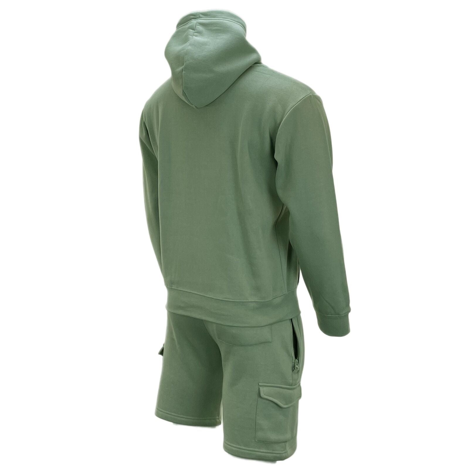 Mens Tracksuit Set Casual Sports Cargo Shorts with Plain Pullover Hoody