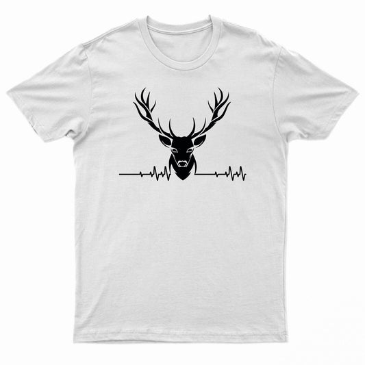 Adults Stag ECG Logo Printed T-Shirt Short Sleeve Top